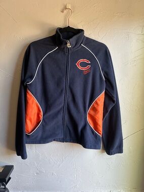 Reebok Chicago Bears Fleece Jacket Womens M NFL Navy Orange Zip Up Retro